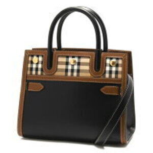 Burberry 2way Shoulder Bag Title Baby Check Beige Black